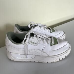 Puma CA Pro Shoes Sneakers Womens Size 9.5 White Green Leather Low Top 388560-02
